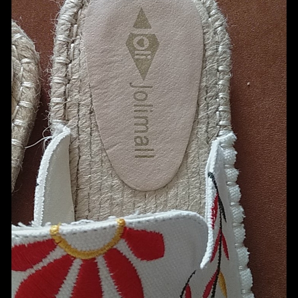 New Floral Embroidered Slide Mule Espadrilles - Picture 2 of 3